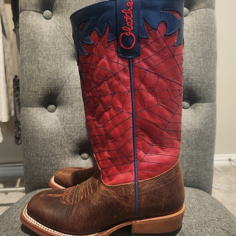 Spiderman Boots From Olathe Boot Co. Red and Blue Spiderman Kids' Western Boots - Picture 3 of 7